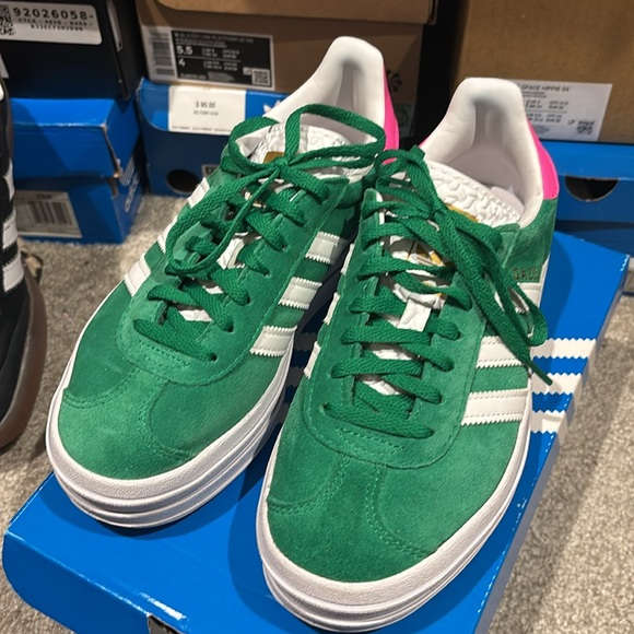 Adidas Gazelle Bood in Green Platform Sneakers Used w Box - Picture 3 of 7